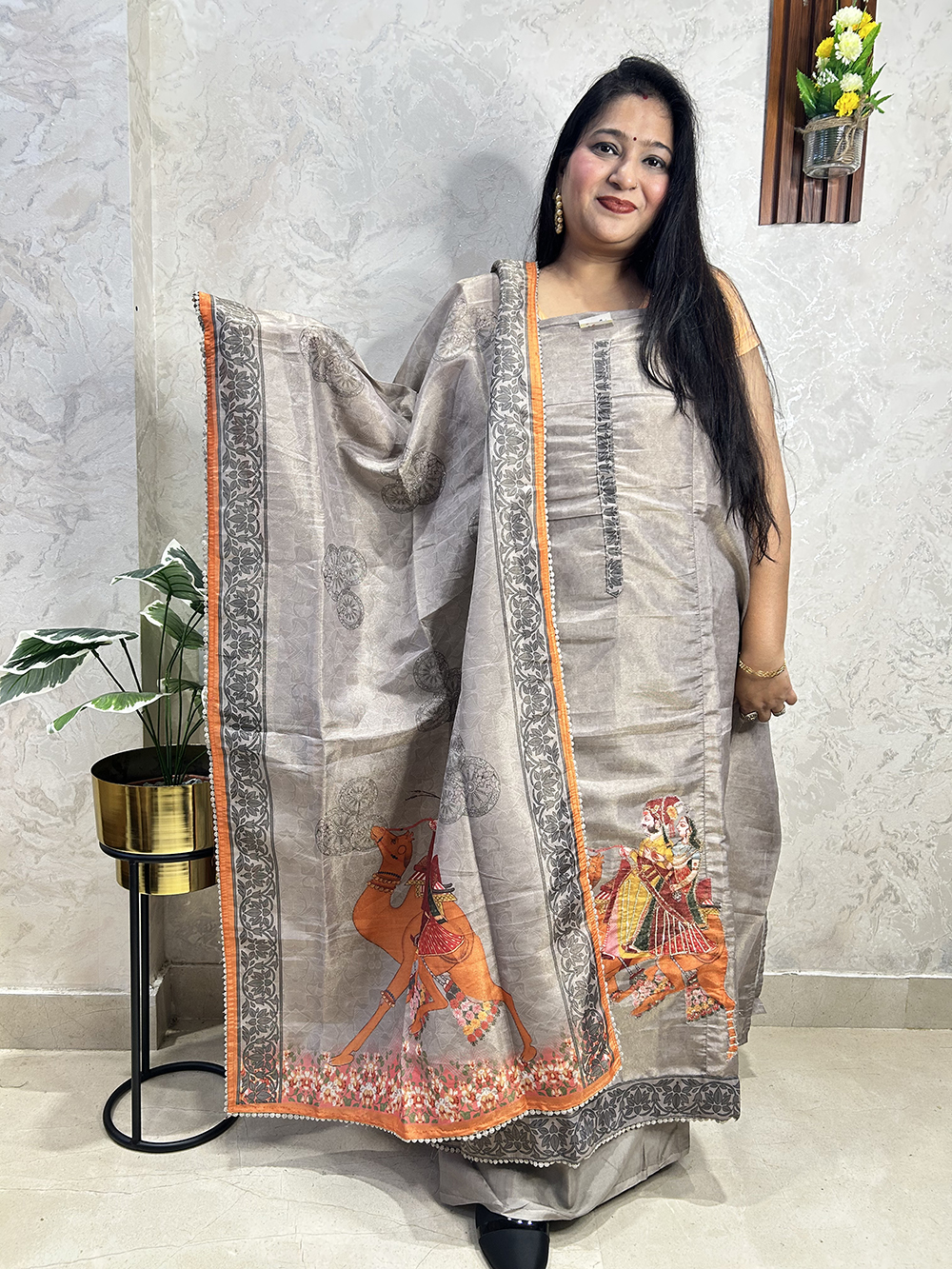 Cotton Chanderi Unstitched Suit