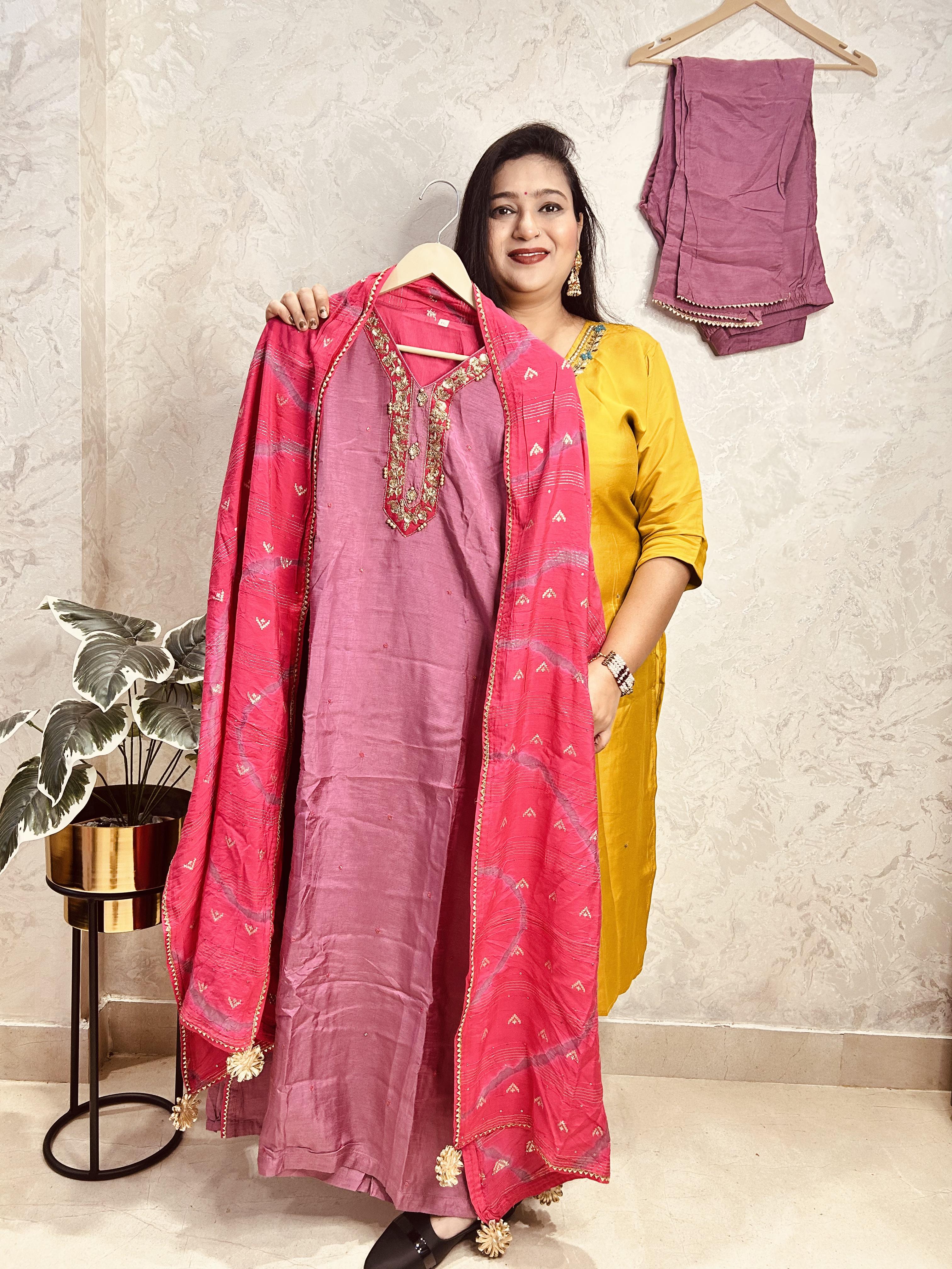 Dola Silk 3 Piece Stitched Suit